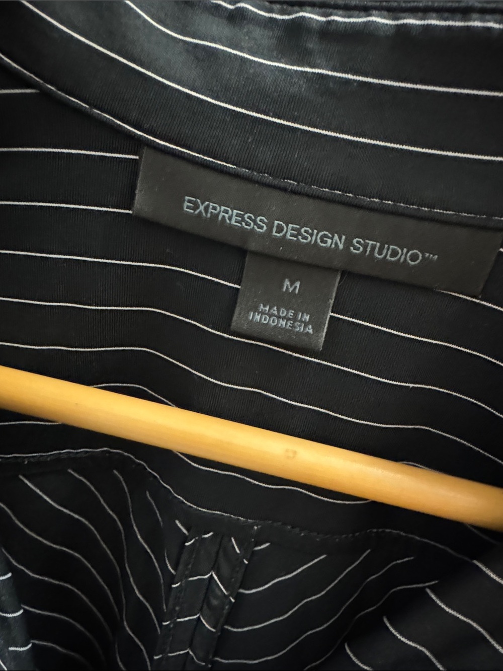 Express Black Shirt with White Pinstripes - Picture 2 of 2